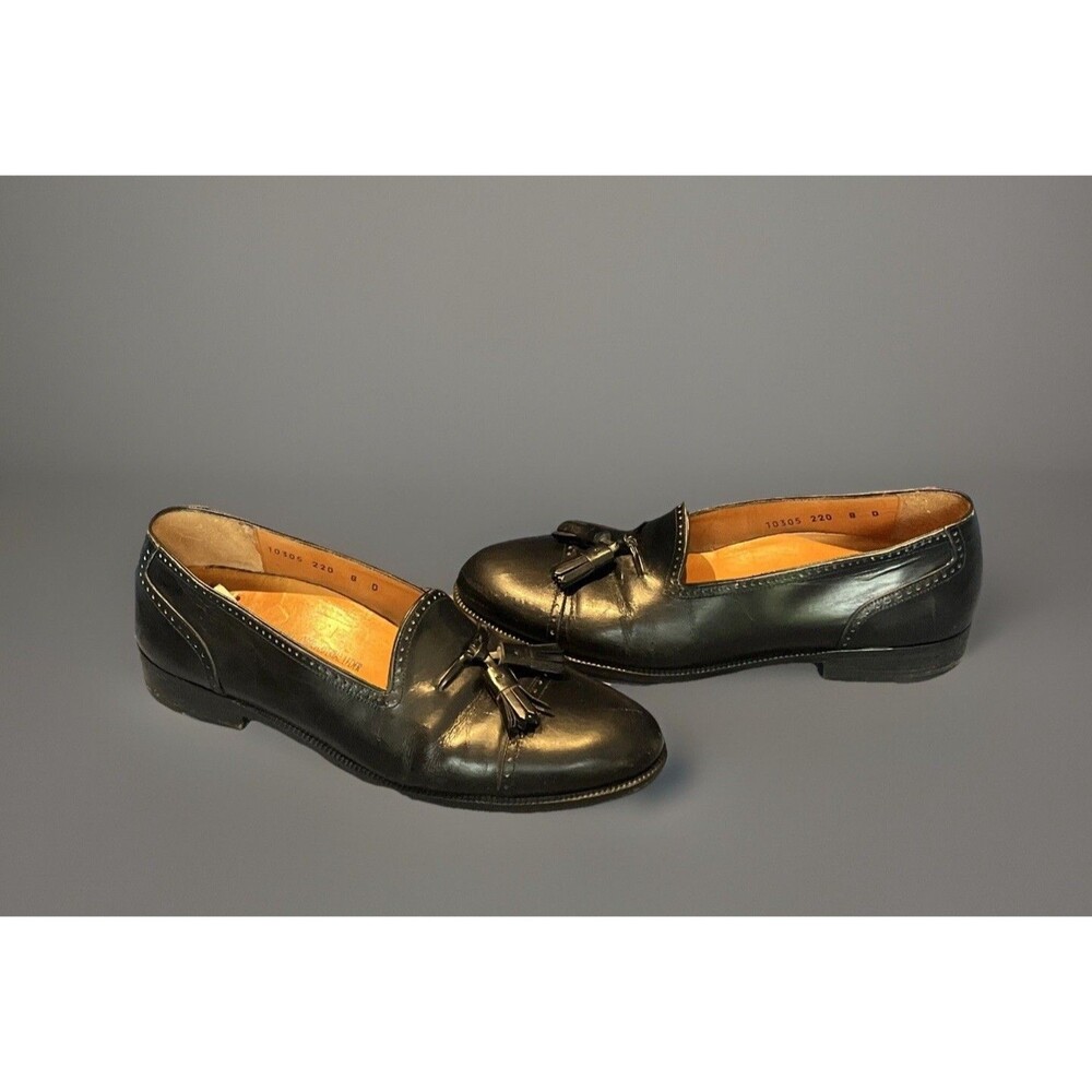 Salvatore Ferragamo Mens Size 8 Loafers Dress shoe Slip on Black Leather Tassel